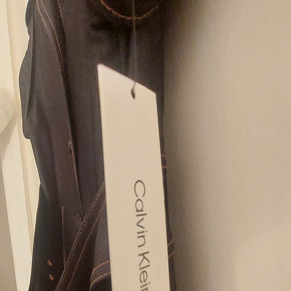 Calvin Klein Denim Like Trench Style Midi Dress NWT 10 - Picture 7 of 7